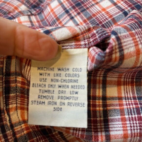 Ki-ko-mo Vintage Women's Plaid Button Top Cotton Blue Orange Red Large - Picture 7 of 11